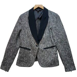Mossimo Women's Tweed One Button Blazer Long Sleeve Size 10 Black Silver
